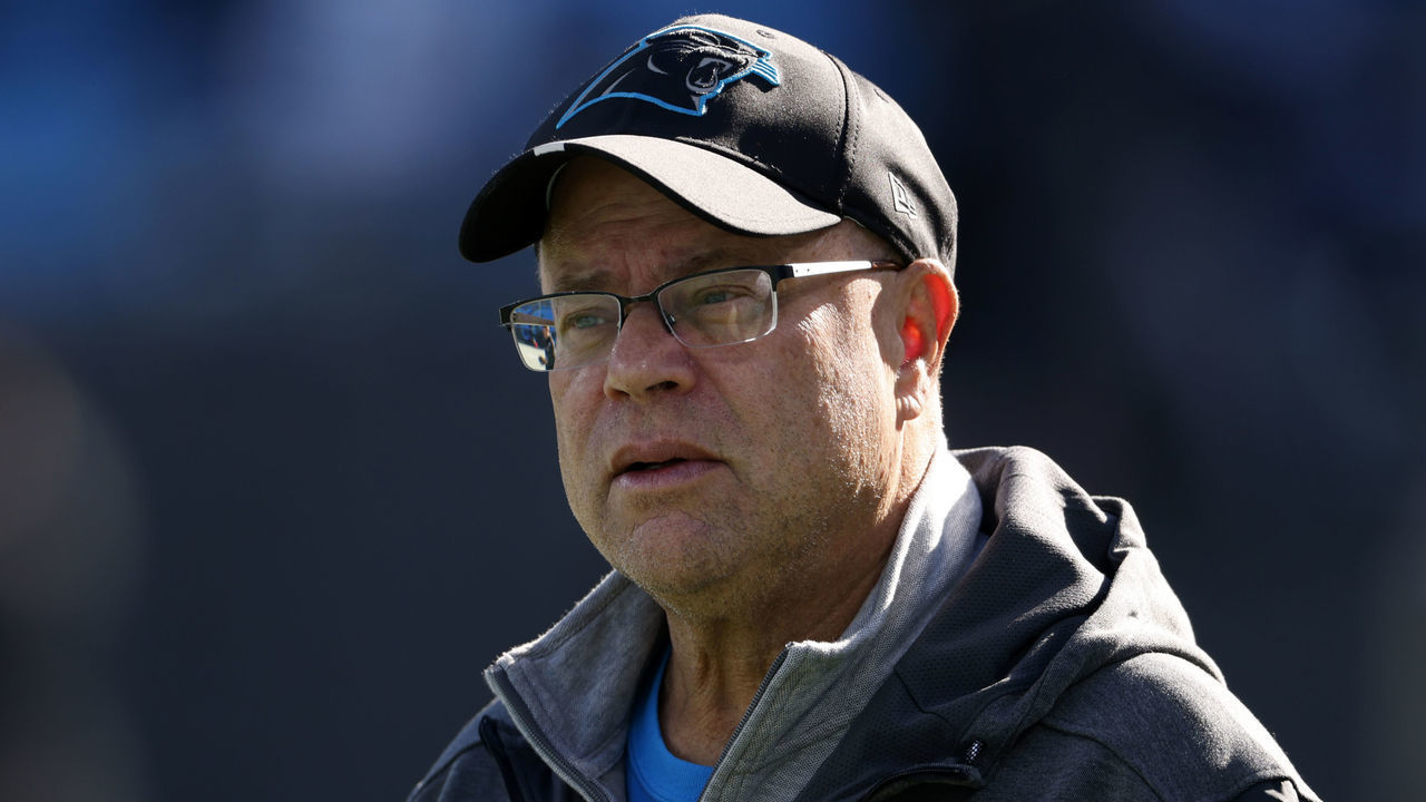 CHARLOTTE, NORTH CAROLINA - DECEMBER 12: Carolina Panthers team owner David Tepper looks on looks on during warm ups prior to the game against the Atlanta Falcons at Bank of America Stadium on December 12, 2021 in Charlotte, North Carolina.