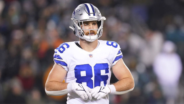 PHILADELPHIA, PA - JANUARY 08: Dalton Schultz #86 of the Dallas Cowboys looks on against the Philadelphia Eagles at Lincoln Financial Field on January 8, 2022 in Philadelphia, Pennsylvania.