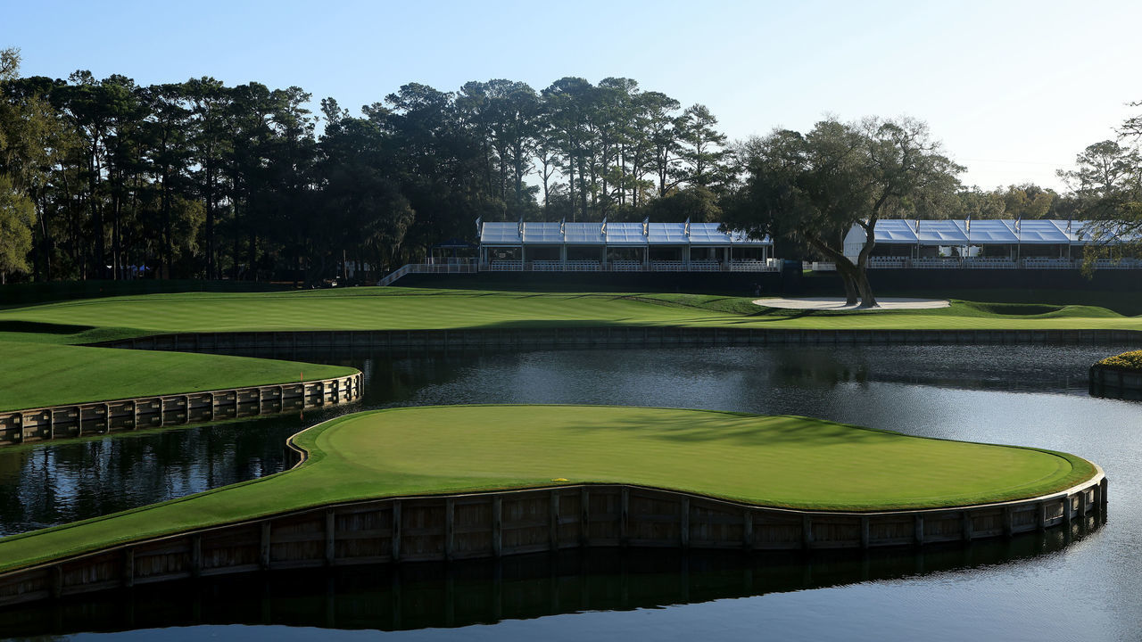 PONTE VEDRA BEACH, FLORIDA - MARCH 07: A general view of the 17th hole during practice a round prior to THE PLAYERS Championship at the TPC Sawgrass Stadium course on March 07, 2022 in Ponte Vedra Beach, Florida.