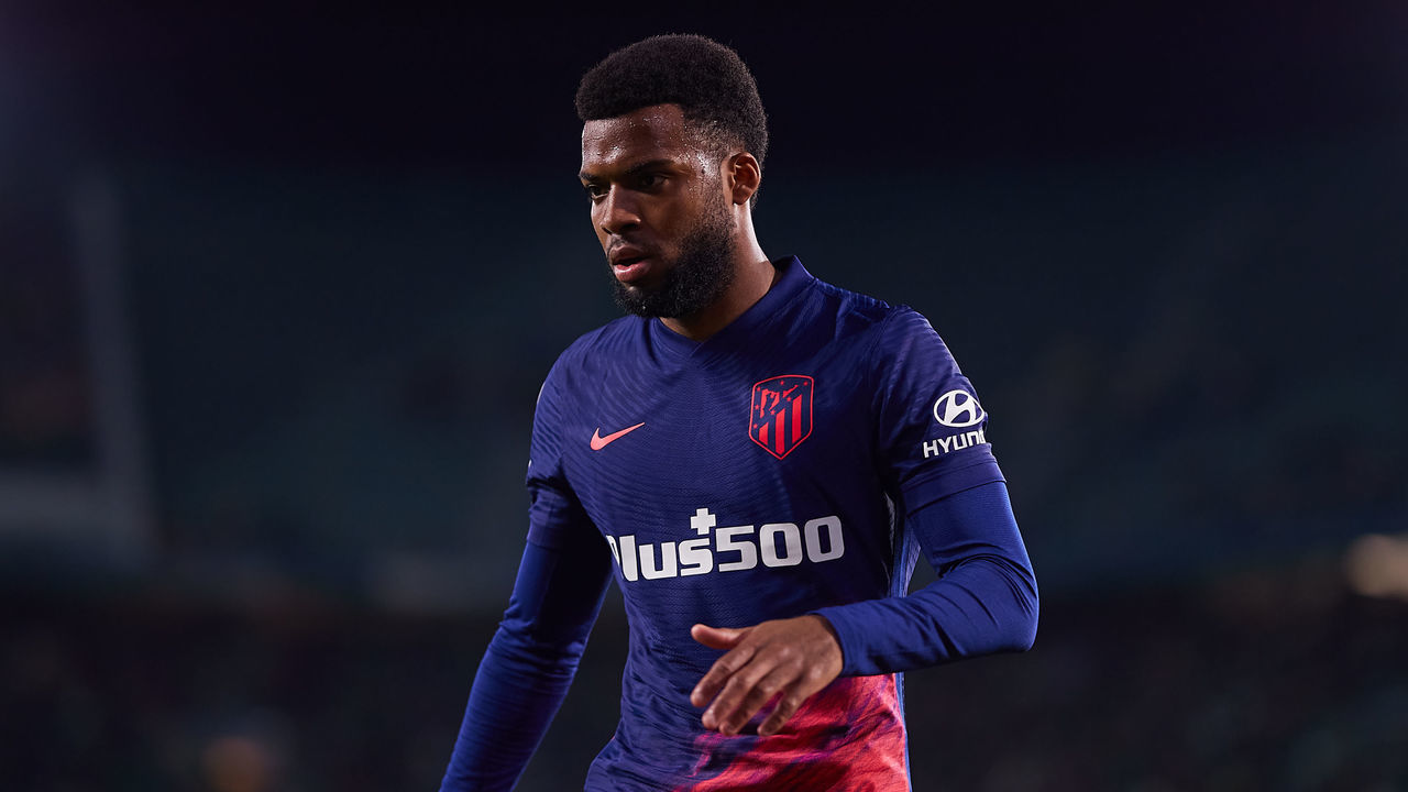 SEVILLE, SPAIN - MARCH 06: Thomas Lemar of Atletico de Madrid looks on during the LaLiga Santander match between Real Betis and Club Atletico de Madrid at Estadio Benito Villamarin on March 06, 2022 in Seville, Spain.
