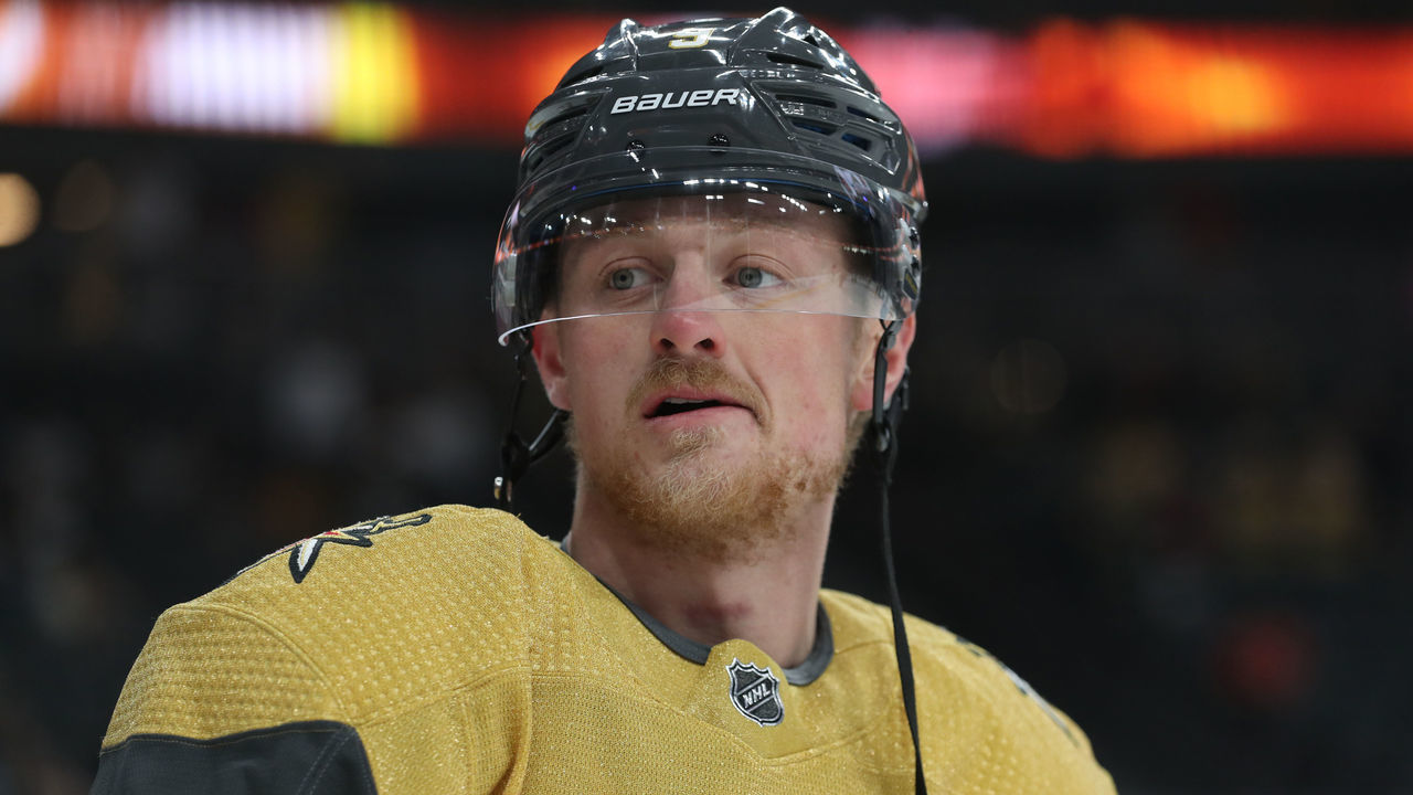 LAS VEGAS, NEVADA - MARCH 06: Jack Eichel #9 of the Vegas Golden Knights warms up prior to a game against the Ottawa Senators at T-Mobile Arena on March 06, 2022 in Las Vegas, Nevada.