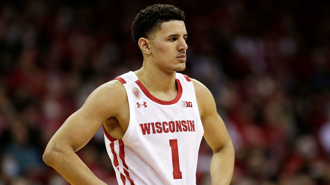 MADISON, WISCONSIN - MARCH 06: Johnny Davis #1 of the Wisconsin Badgers looks on during the first half of the game against the Nebraska Cornhuskers at Kohl Center on March 06, 2022 in Madison, Wisconsin. Nebraska defeated Wisconsin 74-73.