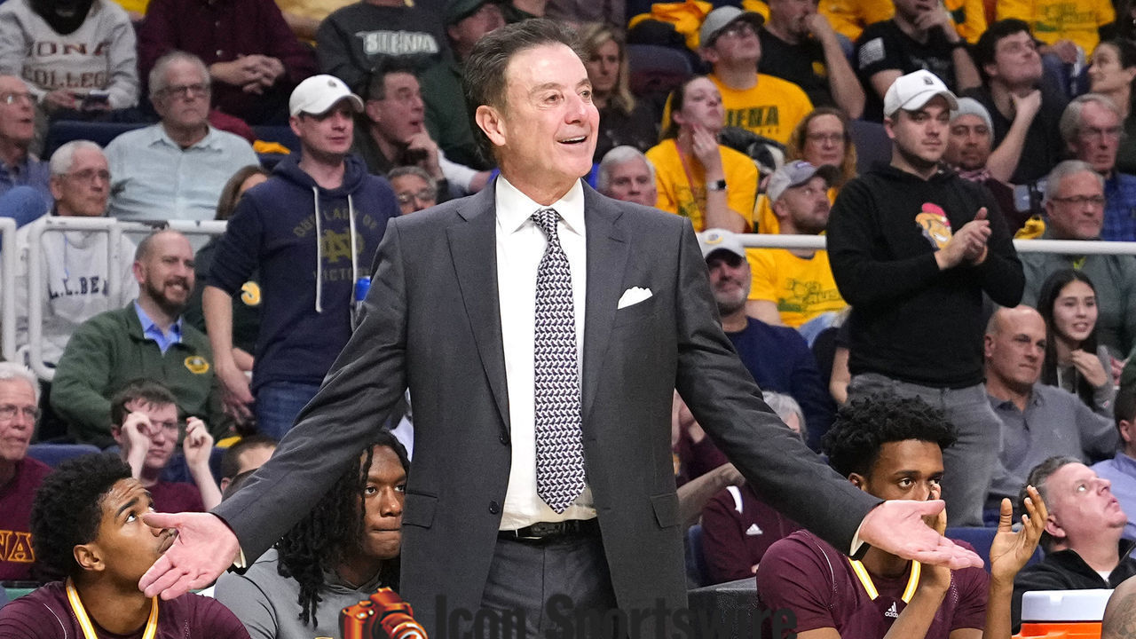 ALBANY, NY - FEBRUARY 11: Iona Gaels Head Coach Rick Pitino reacts to a play on the court during the second half of the College Basketball game between the Iona Gaels and the Siena Saints on February 11, 2022, at MVP Arena in Albany, NY.