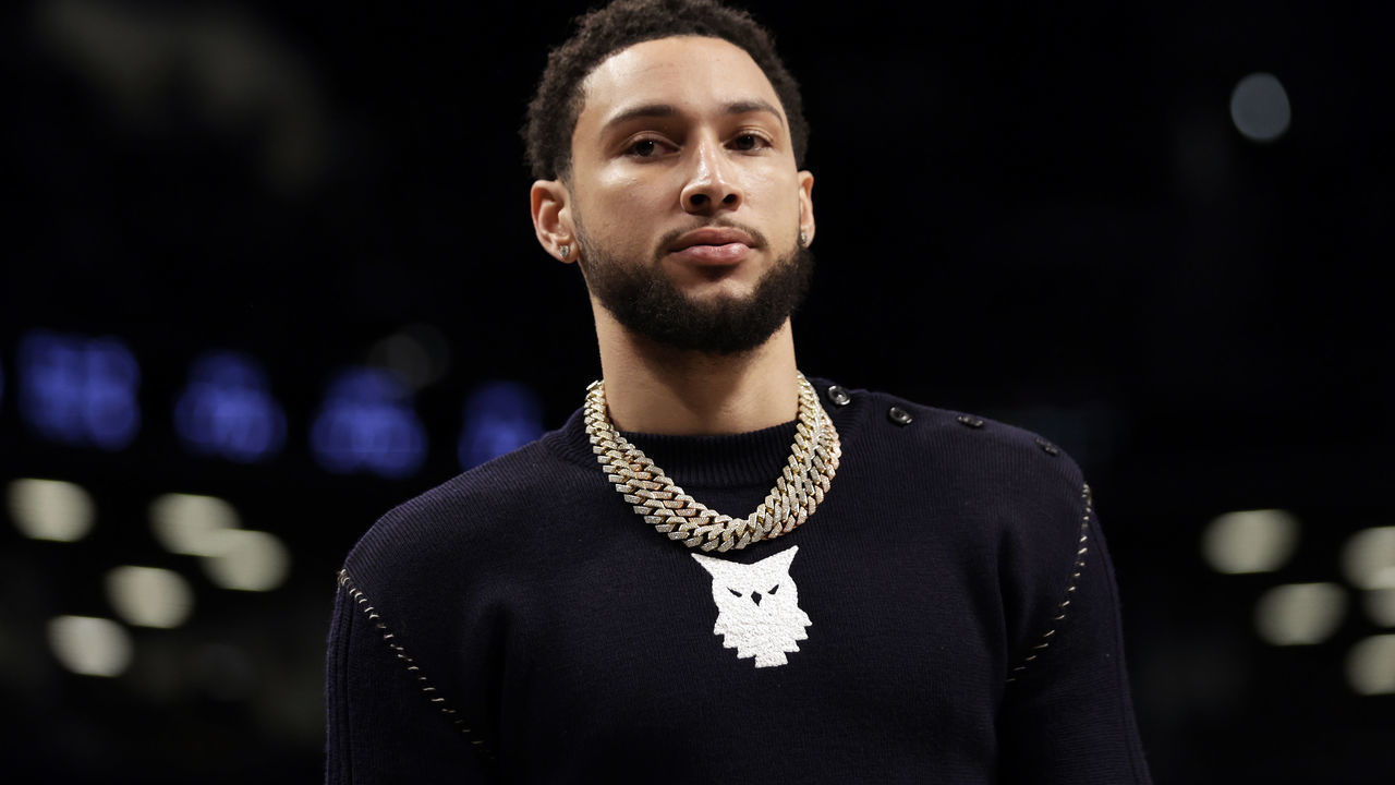 NEW YORK, NEW YORK - FEBRUARY 24: Ben Simmons #10 of the Brooklyn Nets looks on during the first half against the Boston Celtics at Barclays Center on February 24, 2022 in New York City.