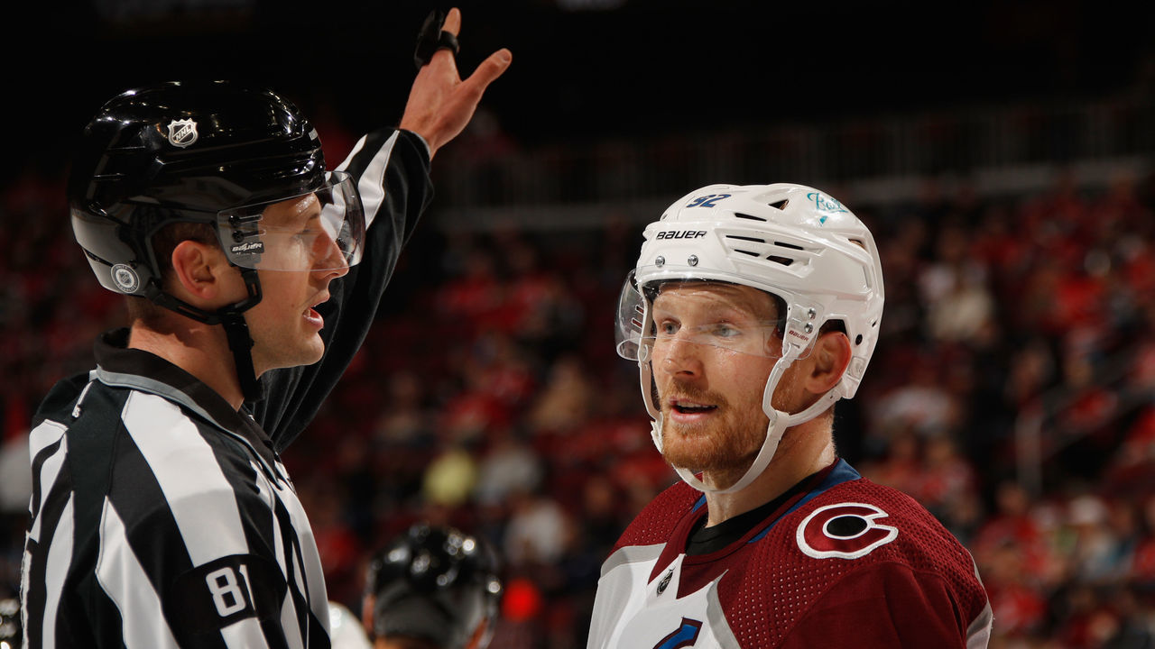 NEWARK, NEW JERSEY - MARCH 08: Gabriel Landeskog #92 of the Colorado Avalanche skates against the New Jersey Devils at the Prudential Center on March 08, 2022 in Newark, New Jersey.