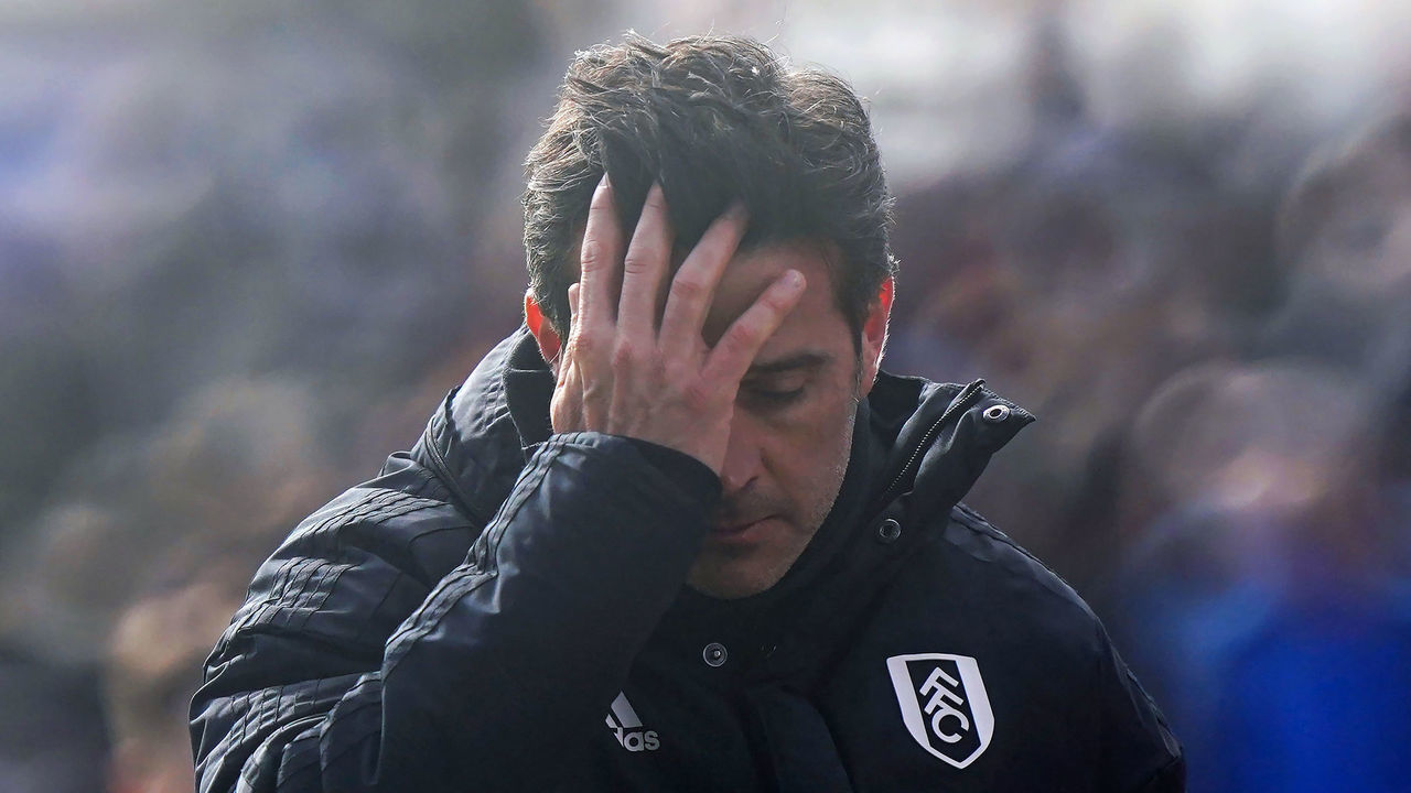 Fulham manager Marco Silva reacts at half-time during the Sky Bet Championship match at Oakwell Stadium, Barnsley. Picture date: Saturday March 12, 2022.