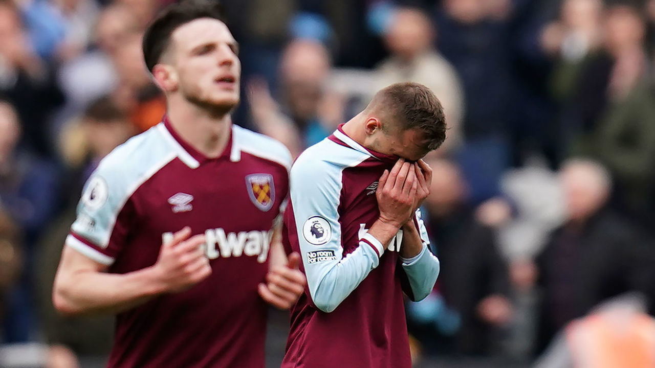 West Ham United's Andriy Yarmolenko reacts after scoring their side's first goal of the game during the Premier League match at the London Stadium, London. Picture date: Sunday March 13, 2022.