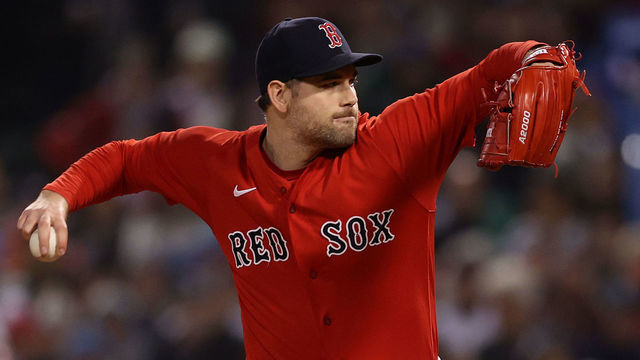 BOSTON, MASSACHUSETTS - OCTOBER 19: Adam Ottavino #0 of the Boston Red Sox pitches against the Houston Astros in the sixth inning of Game Four of the American League Championship Series at Fenway Park on October 19, 2021 in Boston, Massachusetts.