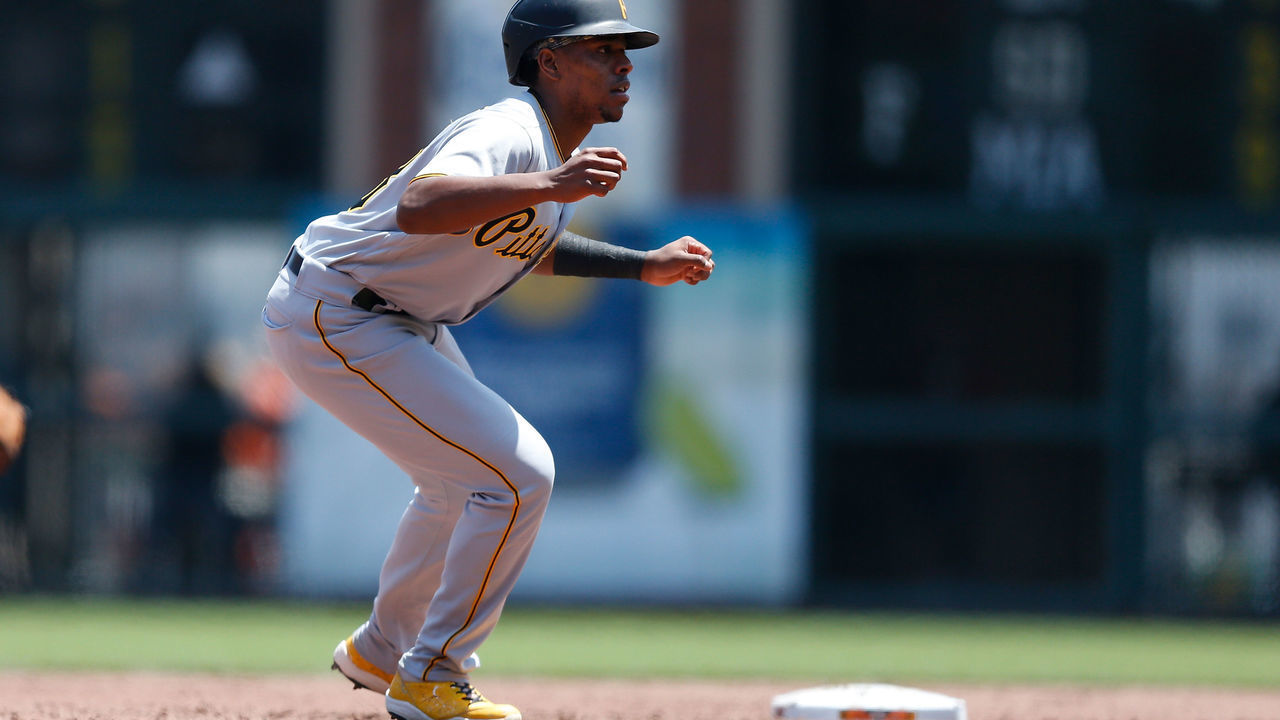 SAN FRANCISCO, CALIFORNIA - JULY 25: Base runner Ke'Bryan Hayes #13 of the Pittsburgh Pirates looks on from second base against the San Francisco Giants at Oracle Park on July 25, 2021 in San Francisco, California.