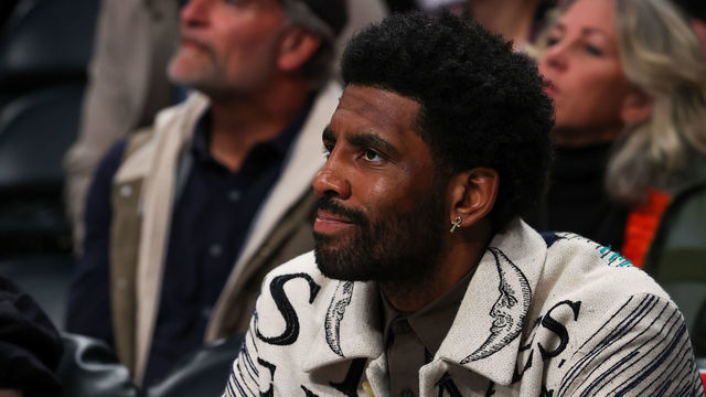NEW YORK, NY - MARCH 13: Kyrie Irving of Brooklyn Nets is seen during NBA match between Brooklyn Nets and New York Knicks at the Barclays Center in Brooklyn of New York City, United States on March 13, 2022.
