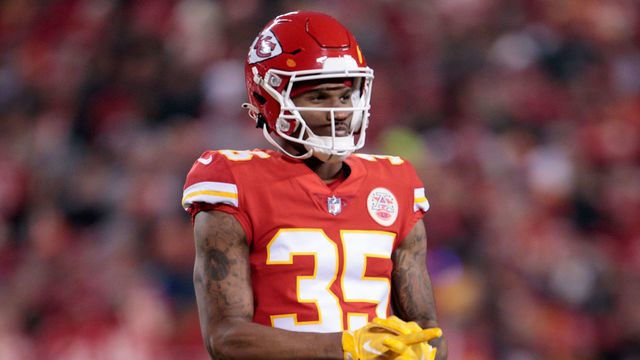 KANSAS CITY, MO - JANUARY 23: Kansas City Chiefs cornerback Charvarius Ward (35) on the field during the AFC Divisional Round playoff game against the Buffalo Bills on January 23rd, 2022 at Arrowhead Stadium in Kansas City, Missouri.