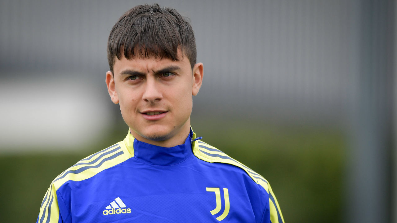 TURIN, ITALY - MARCH 15: Paulo Dybala of Juventus during a UEFA Champions League training session at JTC on March 15, 2022 in Turin, Italy.