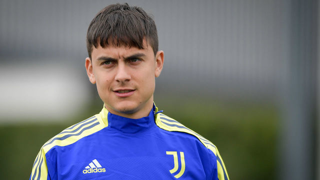 TURIN, ITALY - MARCH 15: Paulo Dybala of Juventus during a UEFA Champions League training session at JTC on March 15, 2022 in Turin, Italy.