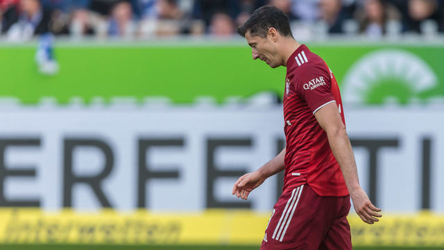 SINSHEIM, GERMANY - MARCH 12: Robert Lewandowski of Bayern Muenchen looks dejected during the Bundesliga match between TSG Hoffenheim and FC Bayern München at PreZero-Arena on March 12, 2022 in Sinsheim, Germany.