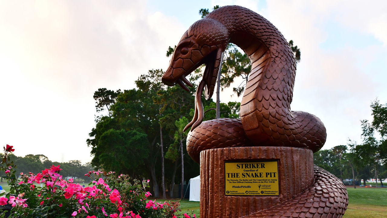 PALM HARBOR, FLORIDA - APRIL 30: A sculpture of "Striker" is displayed during the second round of the Valspar Championship on the Copperhead Course at Innisbrook Resort on April 30, 2021 in Palm Harbor, Florida.