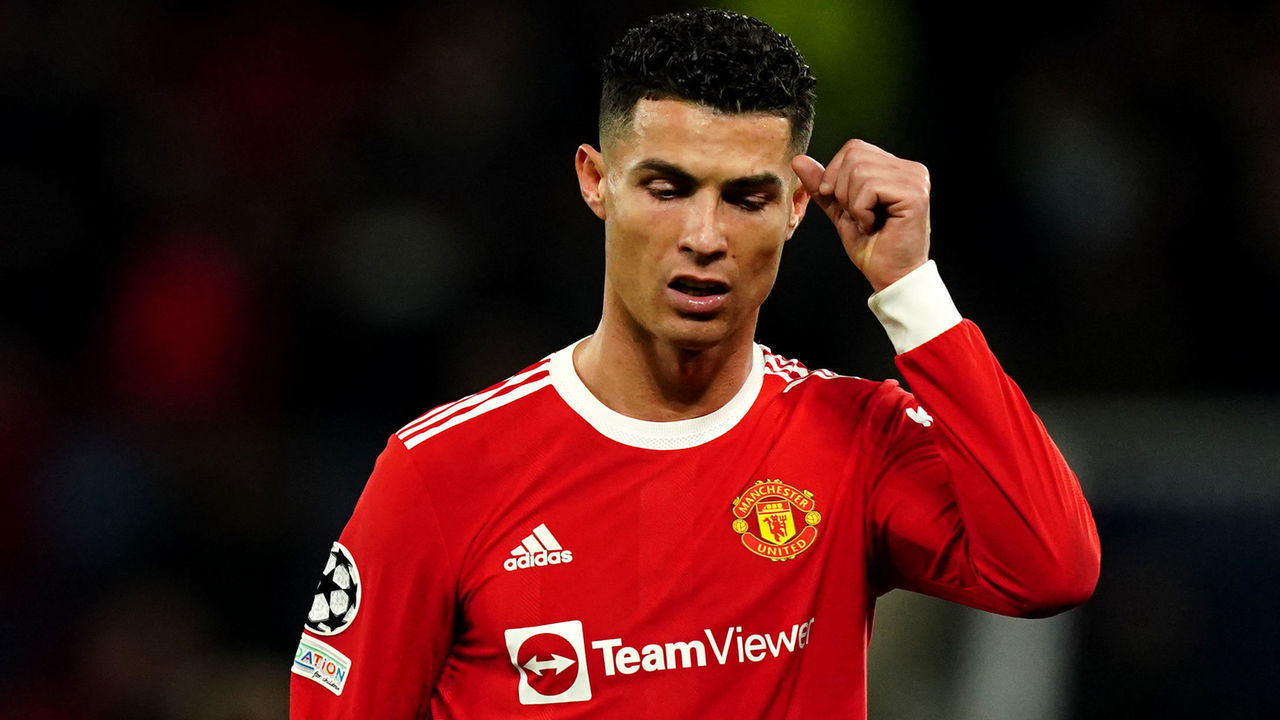 Manchester United's Cristiano Ronaldo reacts at half time of the UEFA Champions League round of sixteen second leg match at Old Trafford, Manchester. Picture date: Tuesday March 15, 2022.