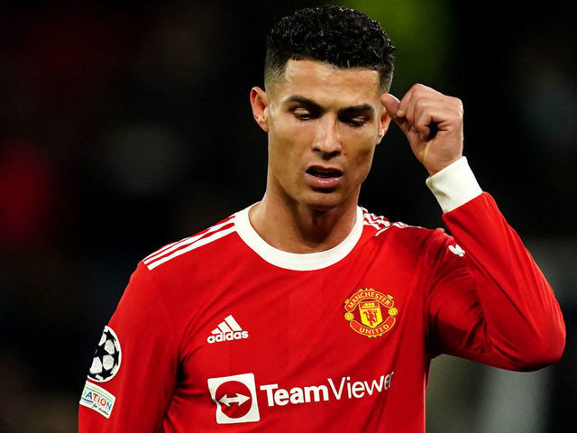 Manchester United's Cristiano Ronaldo reacts at half time of the UEFA Champions League round of sixteen second leg match at Old Trafford, Manchester. Picture date: Tuesday March 15, 2022.