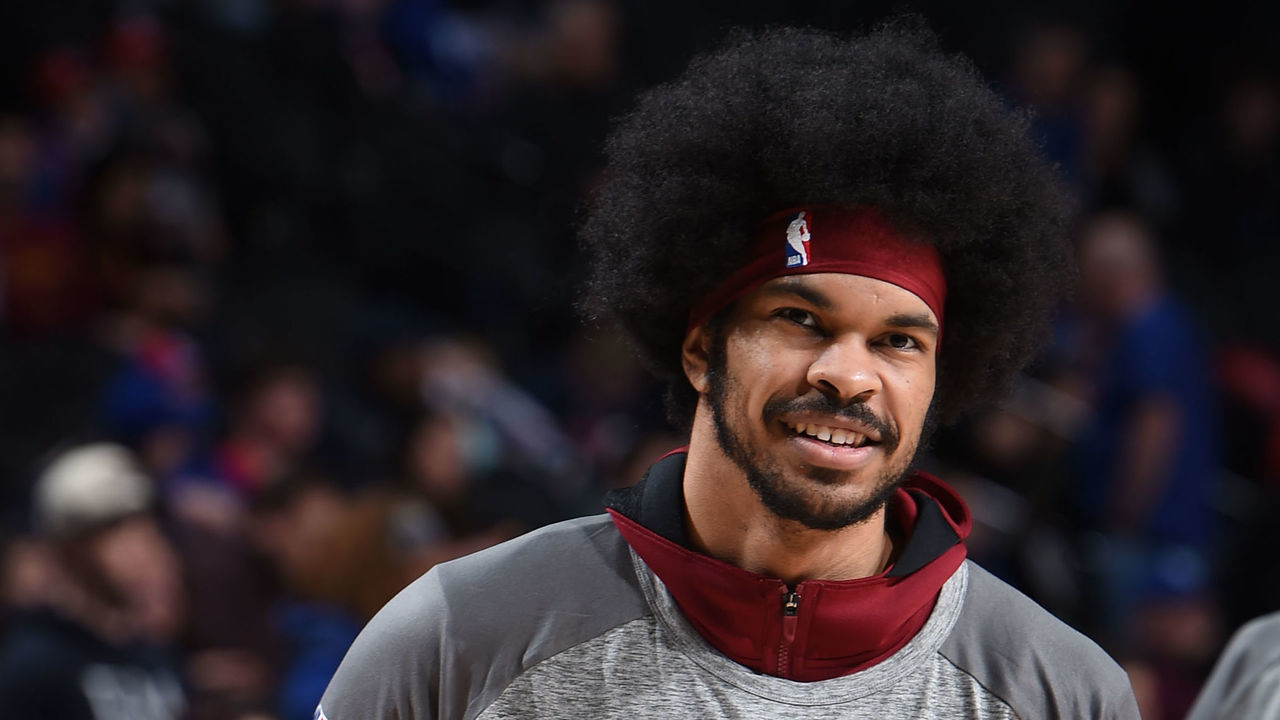 PHILADELPHIA, PA - MARCH 4: Jarrett Allen #31 of the Cleveland Cavaliers smiles before the game against the Philadelphia 76ers on March 4, 2022 at the Wells Fargo Center in Philadelphia, Pennsylvania NOTE TO USER: User expressly acknowledges and agrees that, by downloading and/or using this Photograph, user is consenting to the terms and conditions of the Getty Images License Agreement. Mandatory Copyright Notice: Copyright 2022 NBAE