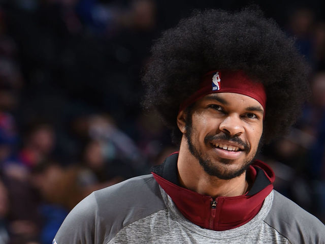 PHILADELPHIA, PA - MARCH 4: Jarrett Allen #31 of the Cleveland Cavaliers smiles before the game against the Philadelphia 76ers on March 4, 2022 at the Wells Fargo Center in Philadelphia, Pennsylvania NOTE TO USER: User expressly acknowledges and agrees that, by downloading and/or using this Photograph, user is consenting to the terms and conditions of the Getty Images License Agreement. Mandatory Copyright Notice: Copyright 2022 NBAE