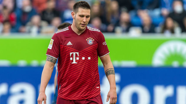SINSHEIM, GERMANY - MARCH 12: Niklas Suele of Bayern Muenchen looks dejected during the Bundesliga match between TSG Hoffenheim and FC Bayern München at PreZero-Arena on March 12, 2022 in Sinsheim, Germany.