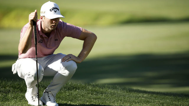 PALM HARBOR, FLORIDA - MARCH 17: Sam Burns of the United States lines up a putt on the 16th green during the first round of the Valspar Championship on the Copperhead Course at Innisbrook Resort and Golf Club on March 17, 2022 in Palm Harbor, Florida.