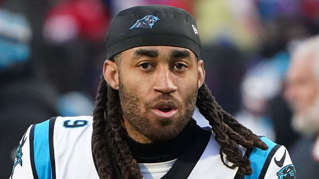 ORCHARD PARK, NEW YORK - DECEMBER 19: Stephon Gilmore #9 of the Carolina Panthers after the game against the Buffalo Bills at Highmark Stadium on December 19, 2021 in Orchard Park, New York.