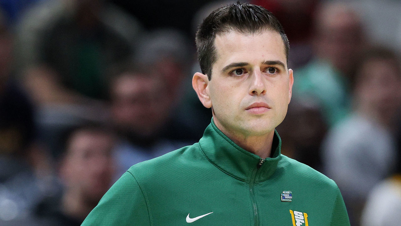 INDIANAPOLIS, INDIANA - MARCH 17: Head coach Todd Golden of the San Francisco Dons looks on during the second half against the Murray State Racers in the first round game of the 2022 NCAA Men's Basketball Tournament at Gainbridge Fieldhouse on March 17, 2022 in Indianapolis, Indiana.