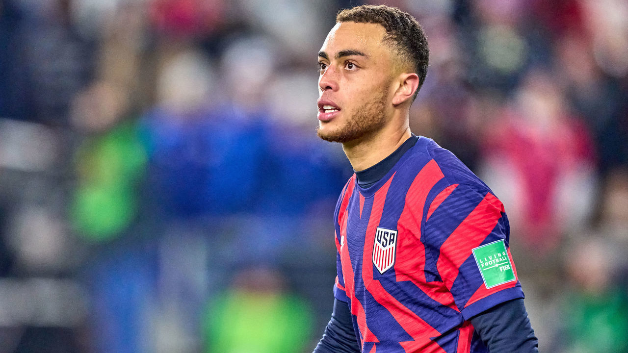 COLUMBUS, OH - JANUARY 27: United States defender Sergino Dest (2) looks on during a CONCACAF World Cup Qualifier match between the United States and El Salvador, on January 27, 2022 at Lower.com Field in Columbus, OH.
