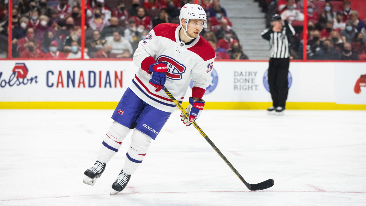 OTTAWA, ON - FEBRUARY 26: Montreal Canadiens Left Wing Artturi Lehkonen (62) after a whistle during third period National Hockey League action between the Montreal Canadiens and Ottawa Senators on February 26, 2022, at Canadian Tire Centre in Ottawa, ON, Canada.