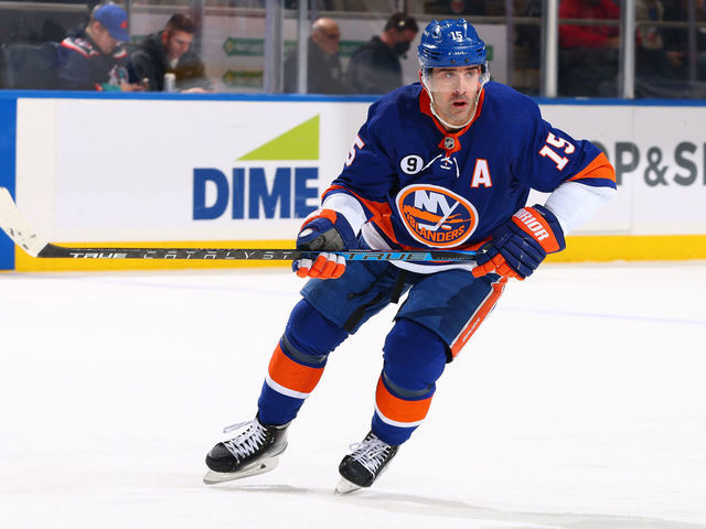 ELMONT, NEW YORK - MARCH 07: Cal Clutterbuck #15 of the New York Islanders skates against Colorado Avalanche at UBS Arena on March 07, 2022 in Elmont, New York.