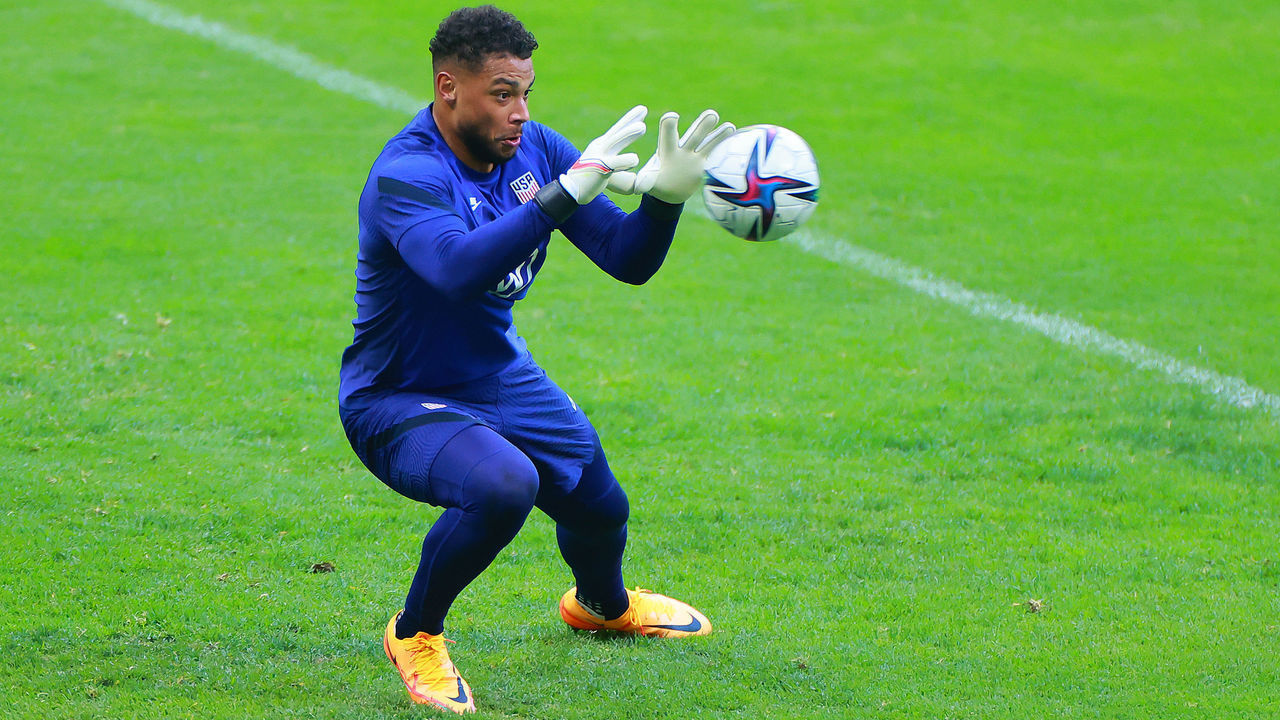 MEXICO CITY, MEXICO - MARCH 23: Zack Steffen of United States saves the ball during a training session and field scouting ahead of their CONCACAF Qualifier match against Mexico at Azteca Stadium on March 23, 2022 in Mexico City, Mexico.