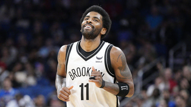ORLANDO, FLORIDA - MARCH 15: Kyrie Irving #11 of the Brooklyn Nets in action against the Orlando Magic at Amway Center on March 15, 2022 in Orlando, Florida.