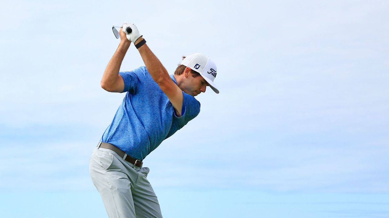 PUNTA CANA, DOMINICAN REPUBLIC - MARCH 24: Ben Martin of the United States plays his shot from the ninth tee during the first round of the Corales Puntacana Championship at the Corales Golf Course on March 24, 2022 in Punta Cana, Dominican Republic.