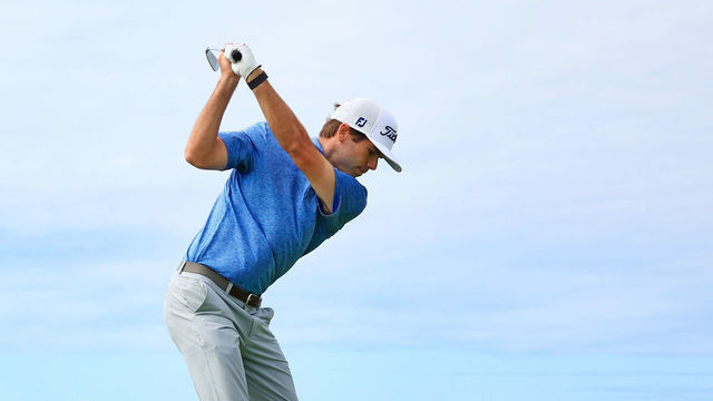 PUNTA CANA, DOMINICAN REPUBLIC - MARCH 24: Ben Martin of the United States plays his shot from the ninth tee during the first round of the Corales Puntacana Championship at the Corales Golf Course on March 24, 2022 in Punta Cana, Dominican Republic.