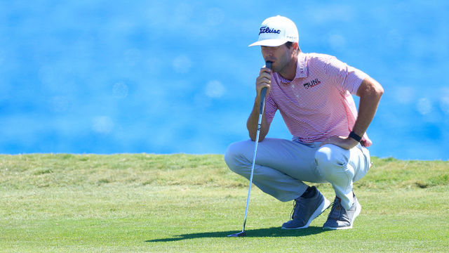 PUNTA CANA, DOMINICAN REPUBLIC - MARCH 25: Ben Martin of the United States lines up a putt on the 18th green during the second round of the Corales Puntacana Championship at the Corales Golf Course on March 25, 2022 in Punta Cana, Dominican Republic.