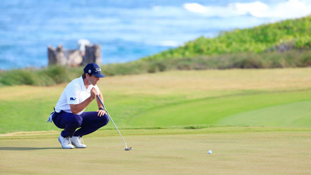 PUNTA CANA, DOMINICAN REPUBLIC - MARCH 26: Ben Martin of the United States lines up a putt on the 17th green during the third round of the Corales Puntacana Championship at the Corales Golf Course on March 26, 2022 in Punta Cana, Dominican Republic.