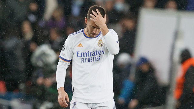 Real's Eden Hazard pictured after a soccer game between French club Paris Saint-Germain and Spanish club Real Madrid, Tuesday 15 February 2022 in Paris, in the round of sisteen (1/8 final) of the UEFA Champions League. BELGA PHOTO BRUNO FAHY
