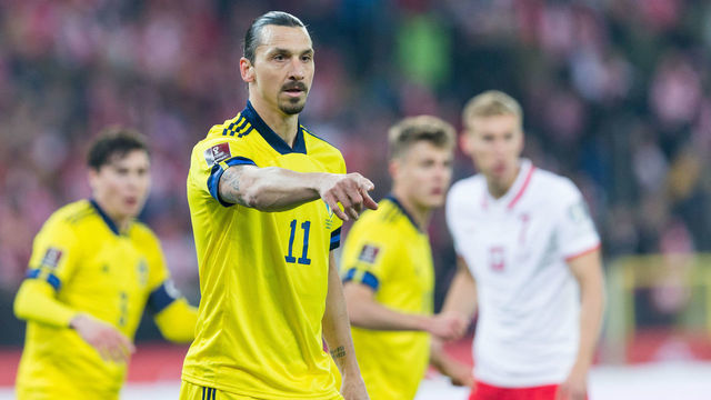Zlatan Ibrahimovic (SWE) during the e 2022 FIFA World Cup Qualifier knockout round play-off match between Poland and Sweden at Silesian Stadium on March 29, 2022 in Chorzow, Poland.