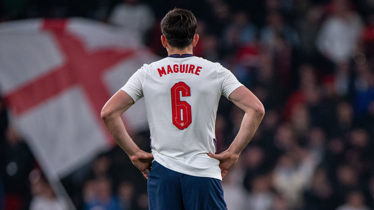 LONDON, ENGLAND - MARCH 29: Harry Maguire of England during the International Friendly match between England and Ivory Coast at Wembley Stadium on March 29, 2022 in London, England.