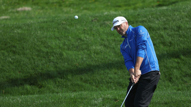 PONTE VEDRA BEACH, FLORIDA - MARCH 13: Ryan Palmer of the United States chips to the second green during the second round of THE PLAYERS Championship on the Stadium Course at TPC Sawgrass on March 13, 2022 in Ponte Vedra Beach, Florida.
