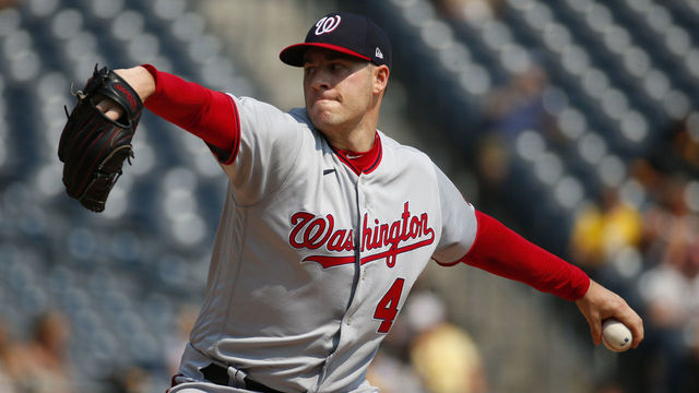 PITTSBURGH, PA - SEPTEMBER 12: Patrick Corbin #46 of the Washington Nationals in action against the Pittsburgh Pirates during the game at PNC Park on September 12, 2021 in Pittsburgh, Pennsylvania.