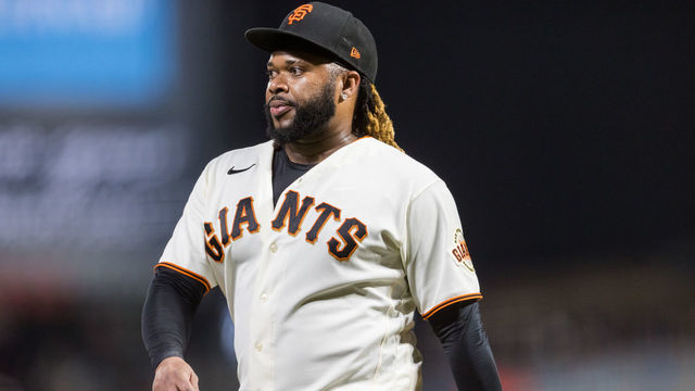 SAN FRANCISCO, CA - SEPTEMBER 30: San Francisco Giants Starting pitcher Johnny Cueto (47) walks off after being taken out during the MLB game between the Arizona Diamondbacks and San Francisco Giants on September 30, 2021 at Oracle Park in San Francisco, CA.