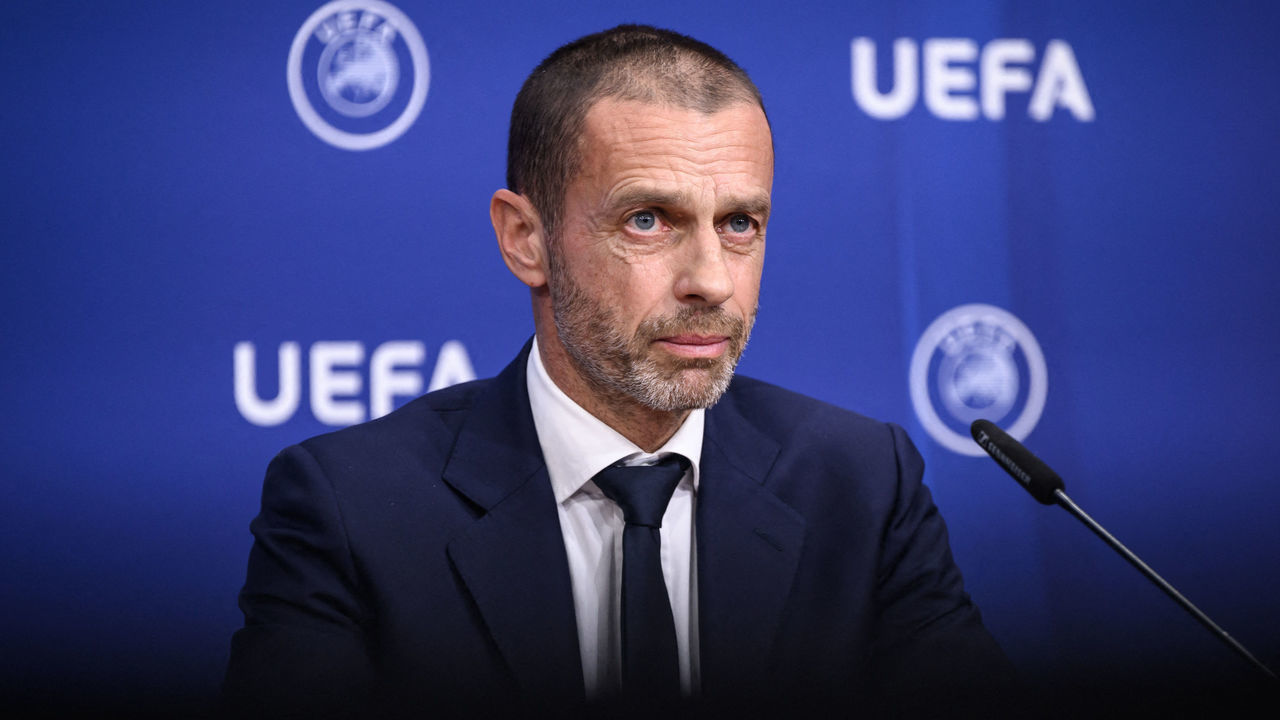 UEFA President Aleksander Ceferin attends a press conference following an UEFA executive meeting on April 7, 2022 in Nyon, as UEFA is expected to adopt an overhaul of the Financial Fair Play (FFP) system introduced in 2010 to stop clubs piling up debts in their pursuit of trophies.