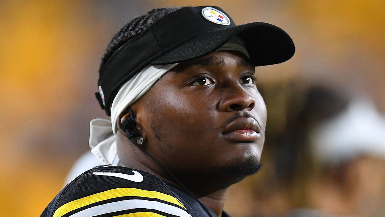 PITTSBURGH, PA - AUGUST 21: Dwayne Haskins #3 of the Pittsburgh Steelers looks on during the game against the Detroit Lions at Heinz Field on August 21, 2021 in Pittsburgh, Pennsylvania.