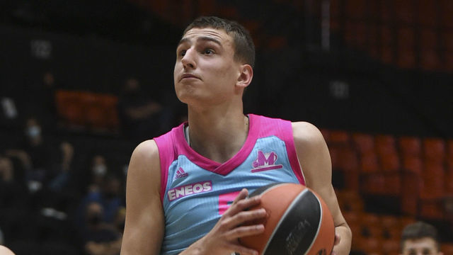 VALENCIA, SPAIN - JUNE 03: Nikola Jovic, #5 of U18 Mega SoccerBet Belgrade in action during the Adidas Next Generation Tournament between U18 Valencia Basket and U18 Mega SoccerBet Belgrade at La Fonteta on June 03, 2021 in Valencia, Spain.