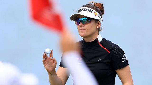 KAPOLEI, HAWAII - APRIL 13: Hannah Green of Australia looks on after finishing her round on the ninth hole during the first round of the LOTTE Championship at Kapolei Golf Club on April 13, 2022 in Kapolei, Hawaii.