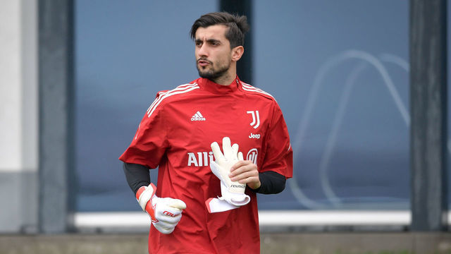 TURIN, ITALY - MARCH 30: Mattia Perin of Juventus during a training session at JTC on March 30, 2022 in Turin, Italy.