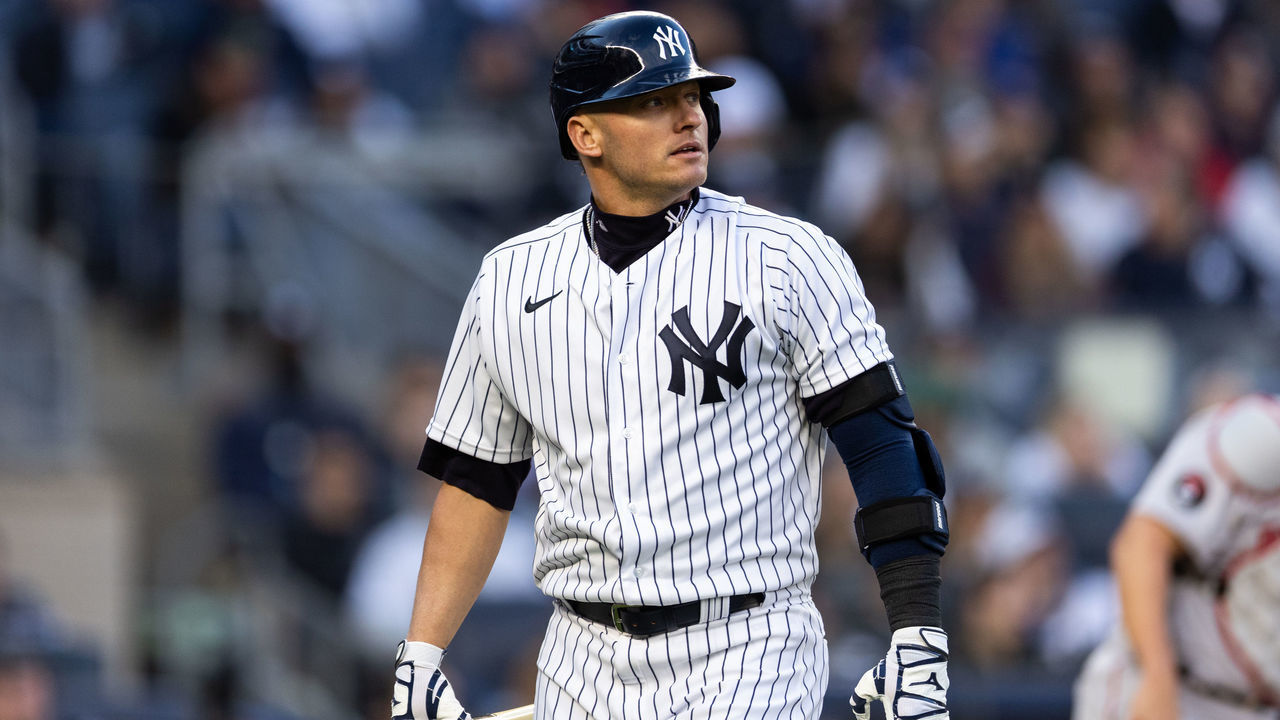 NEW YORK, NEW YORK - APRIL 09: Josh Donaldson #28 of the New York Yankees walks back to the dugout after striking out during the game against the Boston Red Sox at Yankee Stadium on April 9, 2022 in New York City.
