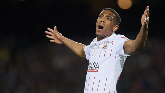 Anthony Martial of Sevilla reacts during the La Liga Santander match between FC Barcelona and Sevilla FC at Camp Nou on April 3, 2022 in Barcelona, Spain.