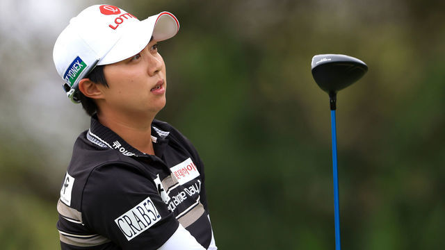 EWA BEACH, HAWAII - APRIL 15: Hyo Joo Kim of The Republic of Korea tees off on the 14th tee during the third round of the LOTTE Championship at Hoakalei Country Club on April 15, 2022 in Ewa Beach, Hawaii.